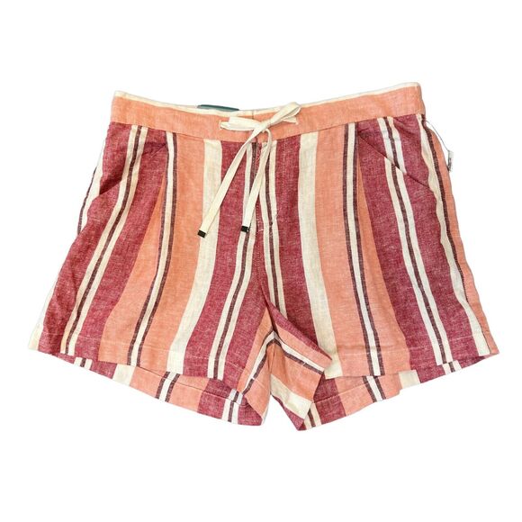 Old Navy Short Womens 8 Multi Linen Blend Drawstring Mid Rise Pockets Stripe - Picture 1 of 12